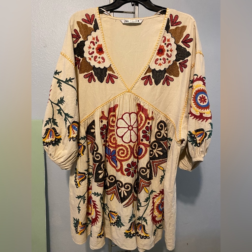 Zara embroidered dress